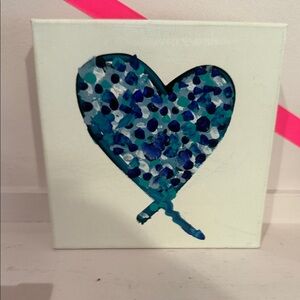 Sarah Shirley original Blue Heart Block Trio Wall Art sold together or sep